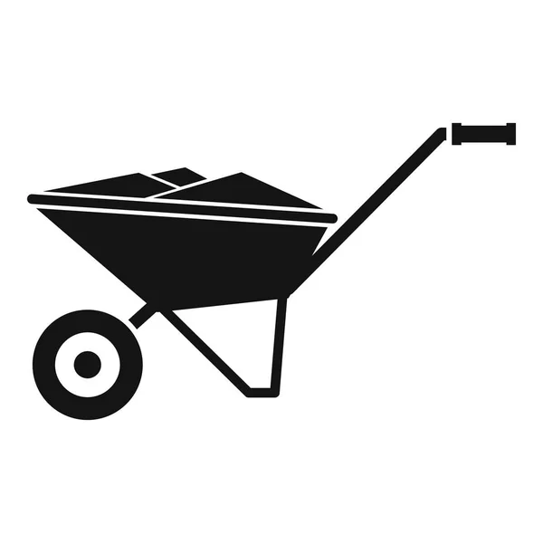 Kruiwagen pictogram, eenvoudige stijl — Stockvector