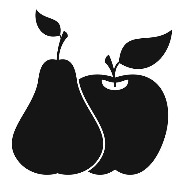 Apfel-Birne-Ikone, einfacher Stil — Stockvektor