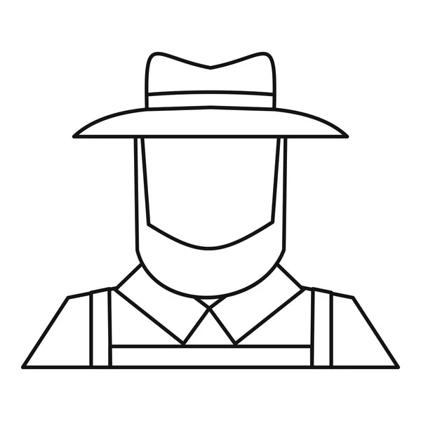Farmer icon, outline style — Stock Vector