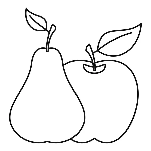 Jabłko i gruszka ikona, styl konturu — Wektor stockowy