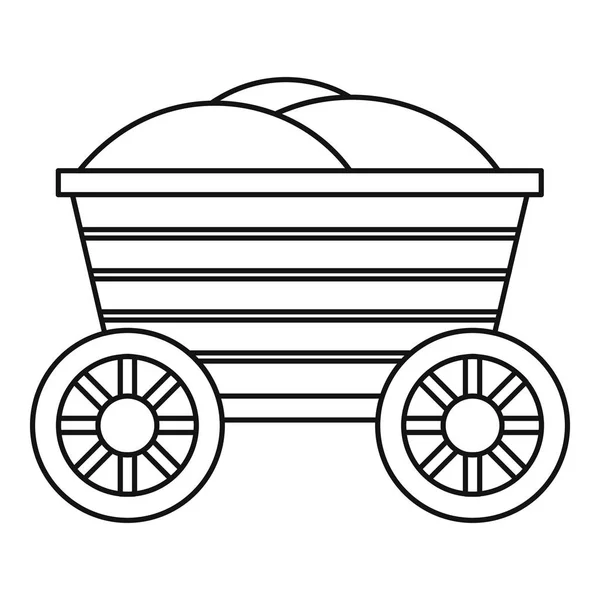 Vintage dřevěný vozík ikona, styl osnovy — Stockový vektor