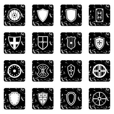 Kalkan Icons set, grunge tarzı