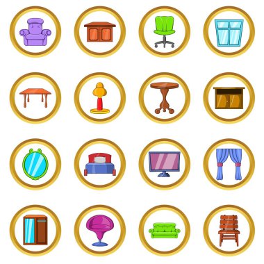 Mobilya vektör set, karikatür tarzı