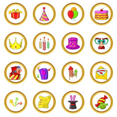 Doğum günü vektör set, karikatür tarzı