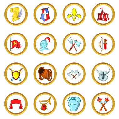 Küme, karikatür tarzı Ortaçağ vektör