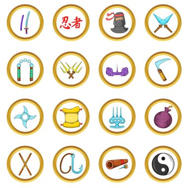 Ninja vektör set, karikatür tarzı