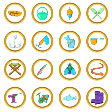 Vektör set Balık tutma, karikatür tarzı