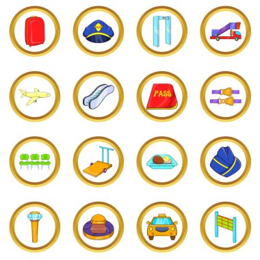 Havaalanı vektör set, karikatür tarzı