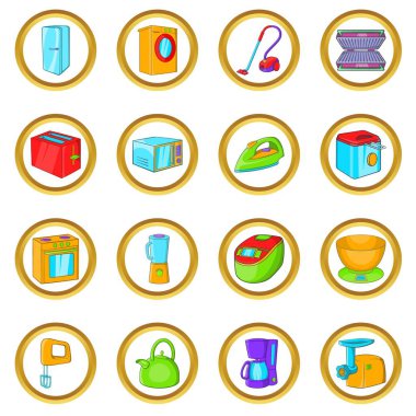 Ev aletleri seti, karikatür tarzı vektör