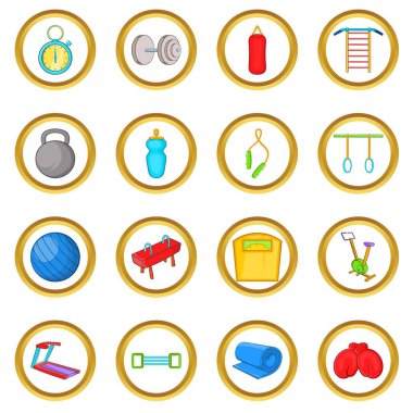 Spor salonu vektör set, karikatür tarzı