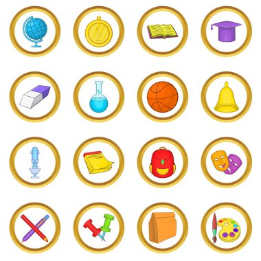 Okul vektör set, karikatür tarzı