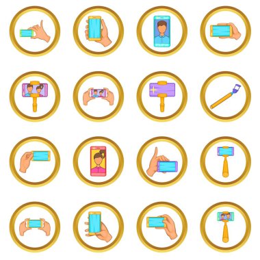 Selfie vektör set, karikatür tarzı