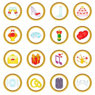 Vektör set düğün, karikatür tarzı