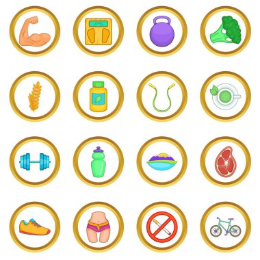 Sağlıklı yaşam vektör set, karikatür tarzı