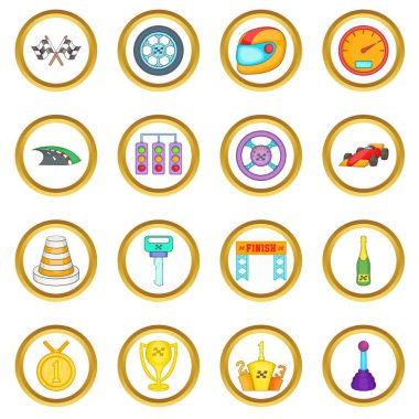 Vektör set, karikatür tarzı yarış araba