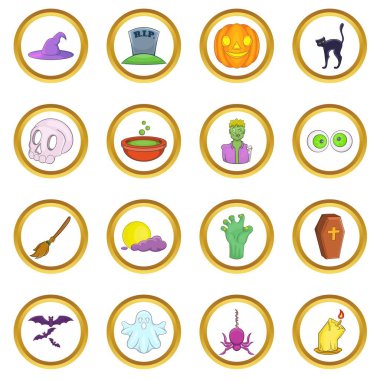 Cadılar Bayramı vektör set, karikatür tarzı