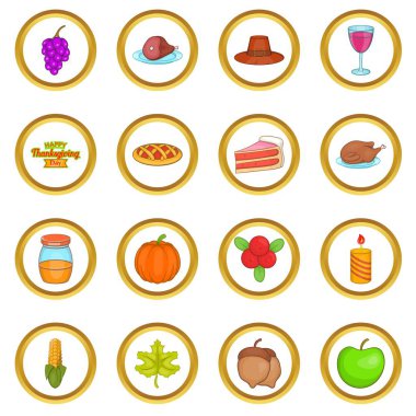 Şükran günü vektör set, karikatür tarzı