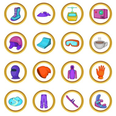 Vektör set snowboard, karikatür tarzı