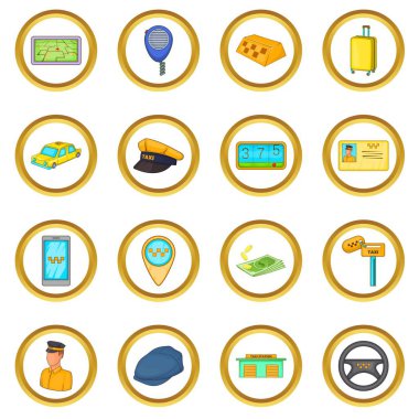 Taksi vektör set, karikatür tarzı