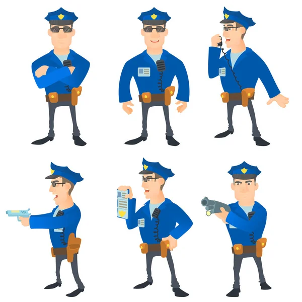 漫画のスタイル警官コンセプト設定 — ストックベクタ