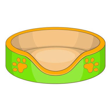 Kedi sepet yatak simgesi, karikatür tarzı