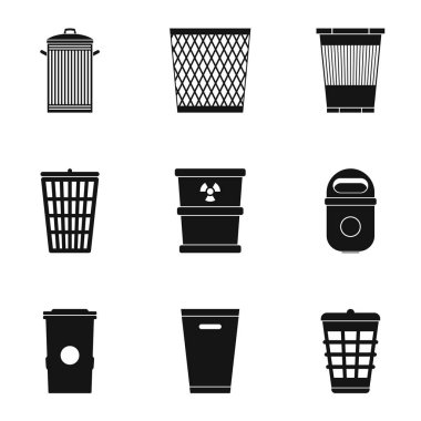Çöp kutusu Icons set, basit tarzı