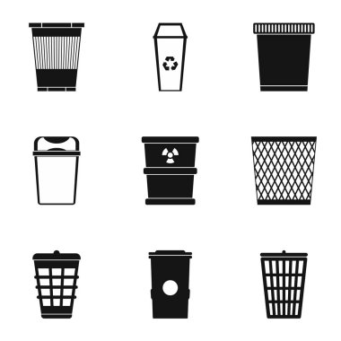 Çöp Icons set, basit tarzı
