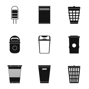 Atık çöp Icons set, basit tarzı