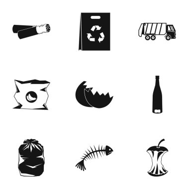 Çöp Icons set, basit tarzı