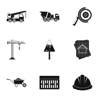 İnşaat araçları Icons set, basit tarzı