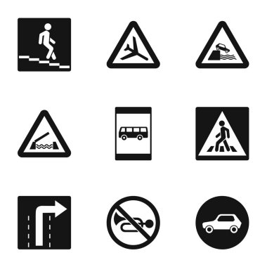 Yol işareti Icons set, basit tarzı