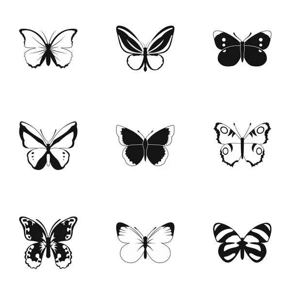 Conjunto de iconos de mariposa, estilo simple — Vector de stock