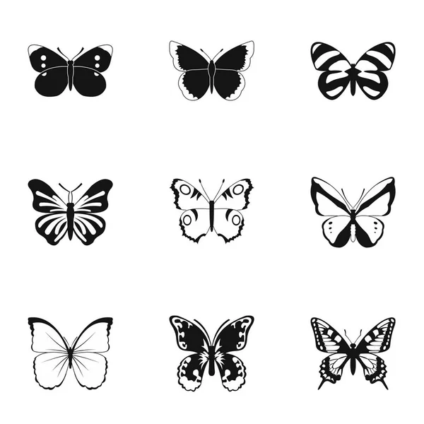 Комахи набір іконок метеликів, простий стиль — стоковий вектор