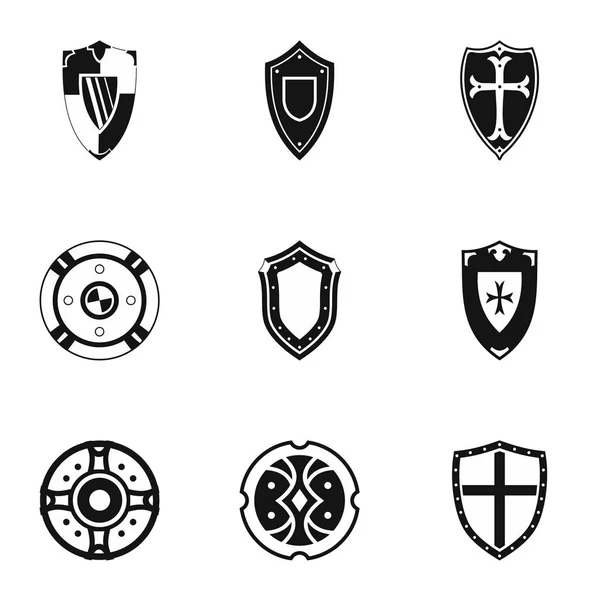 Armee Schild Icons Set, einfacher Stil — Stockvektor