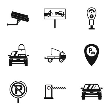 Park alanı Icons set, basit tarzı