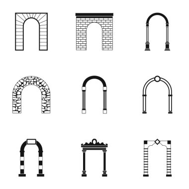 Farklı kemerli Icons set, basit tarzı