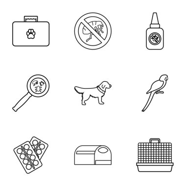 Hayvanlar Icons set, anahat stili tedavisinde