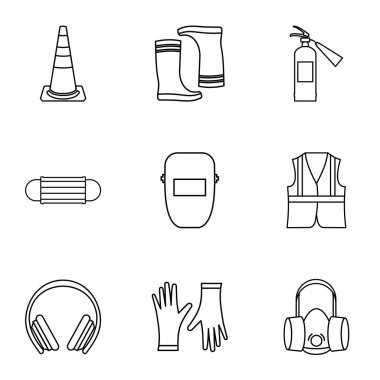 Bina Araçlar Icons set, anahat stili
