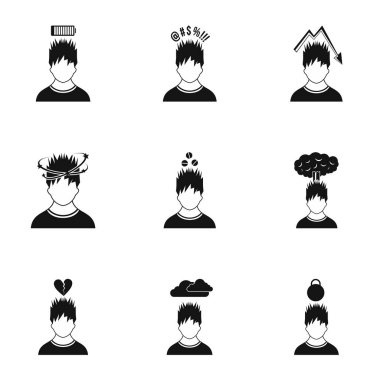 İnsani duygular Icons set, basit tarzı