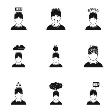 Duygular türleri Icons set, basit tarzı