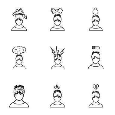 Duygusal duyguları Icons set, anahat stili