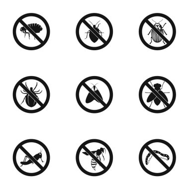 Böcekler Icons set, basit tarzı imzalamak