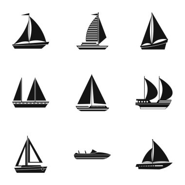 Deniz taşımacılığı Icons set, basit tarzı