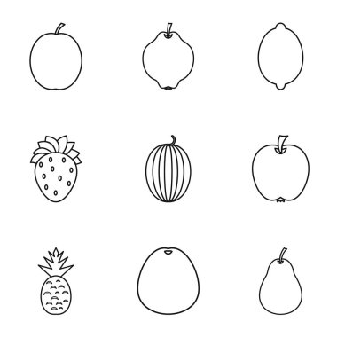 Meyve Icons set, anahat stili türleri