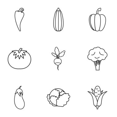 Sebze Icons set, anahat stili