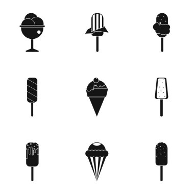 Dondurulmuş tatlılar Icons set, basit tarzı