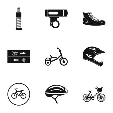 Bisiklet parçaları Icons set, basit tarzı