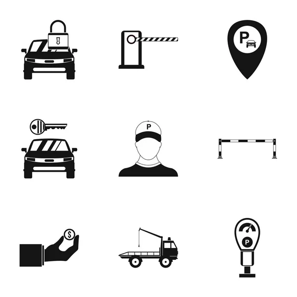 Ensemble d'icônes de stationnement, style simple — Image vectorielle