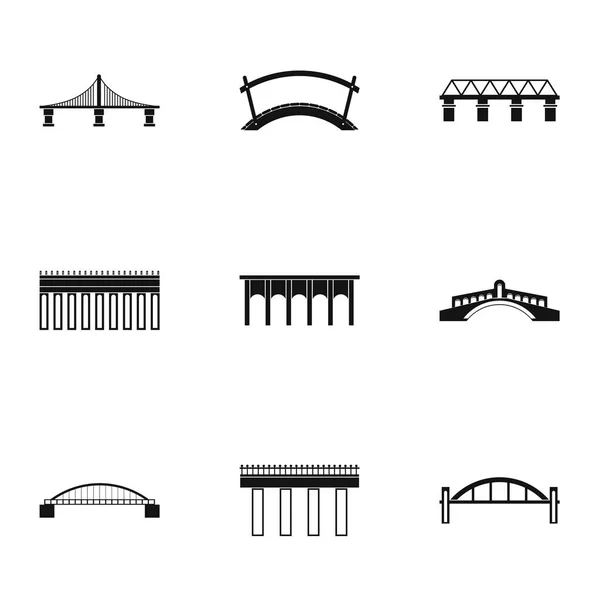 Γέφυρα εικόνες set, απλό στυλ — Διανυσματικό Αρχείο