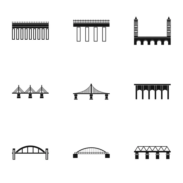 Tipos de pontes conjunto de ícones, estilo simples — Vetor de Stock